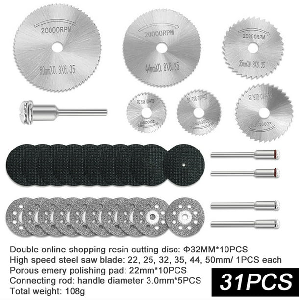 31PCS Diamond Cutting Discs Saw Blades Wheel Drill Bit Rotary Cutter Tool Set